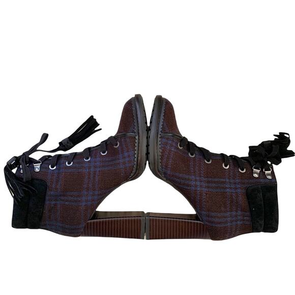 Sam Edelman Sondra Navy Plaid Lace Up Bootie Size 7 - Picture 9 of 12